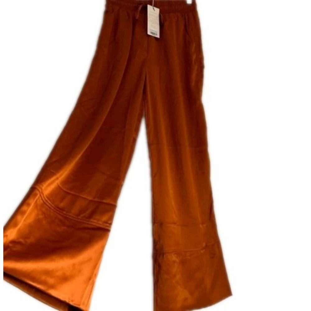 Choosy Burnt Orange 18 Pull OnPants Satin Wide Leg Issa NWT - Picture 3 of 6